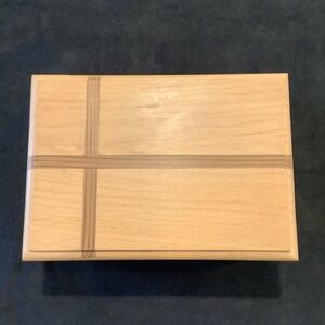 Handmade vintage wood hinged Box with inlay jewelry trinket keepsake